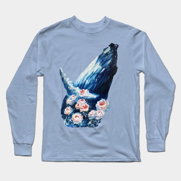 Whale and roses Long Sleeve T-Shirt by Kuhtina